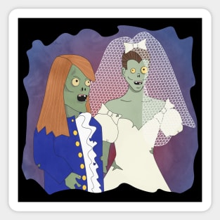 Zombie Bride and Groom - Funny Halloween Sticker